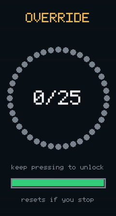 Override screen counting presses up to 25