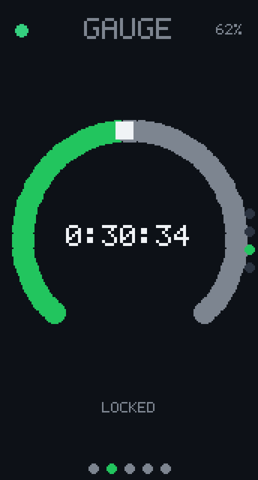 Phone Box screen: Timer, gauge face