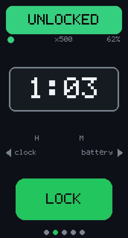 Phone Box screen: Set and lock