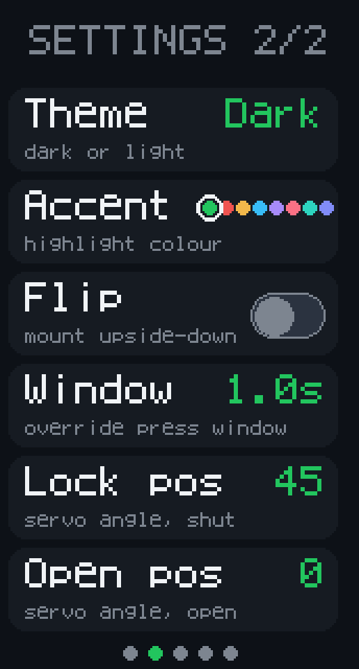 Phone Box screen: Settings 2 of 2